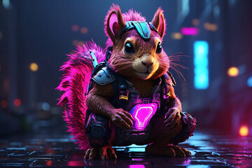 Neon rabbit illustration in the future