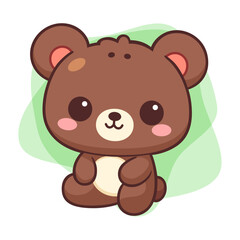 Cute little happy bear. Cartoon digital art illustration. Isolated on white
