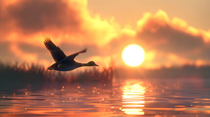 A Duck In Flight