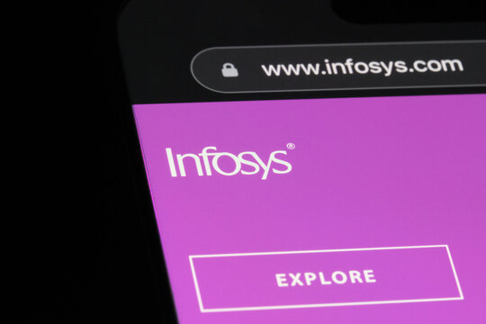 Shanghai,China-May 6th 2024: Infosys Limited company logo on website. Indian company
