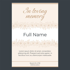 card template with beige flowers illustration