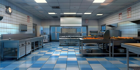 Food Preparation Training Area Floor: Showing a dedicated area for training employees in food preparation techniques, with training stations and demonstration areas
