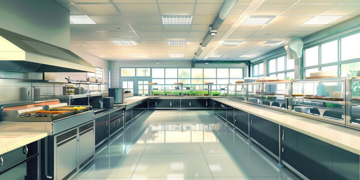 Food Preparation Training Area Floor: Showing a dedicated area for training employees in food preparation techniques, with training stations and demonstration areas