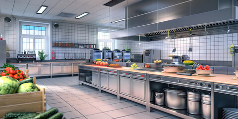 Food Preparation Training Area Floor: Showing a dedicated area for training employees in food preparation techniques, with training stations and demonstration areas