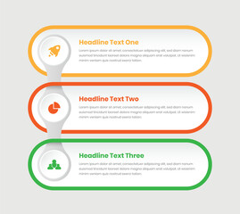 Three steps simple data presentation business infographic with icons