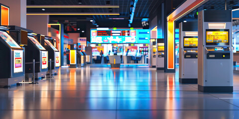 Digital Ordering and Payment Station Floor: Featuring digital ordering and payment stations for customers to place and pay for their orders electronically