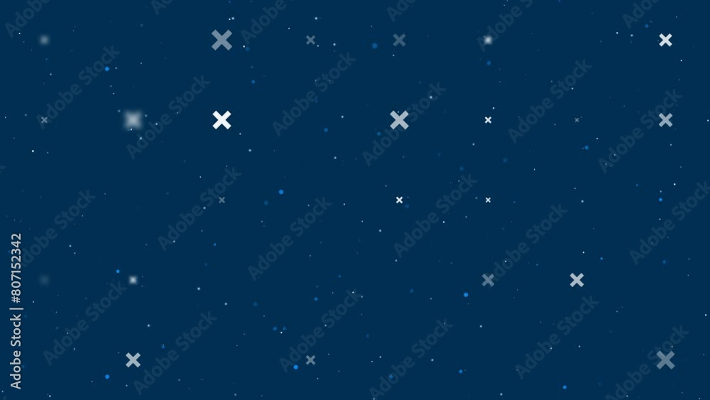 Poster template animation of evenly spaced multiplication symbols of different sizes and opacity. animation