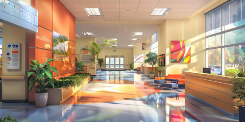 Health and Wellness Promotion Area Floor: Showing a designated area for promoting health and wellness initiatives, with educational materials and wellness program information