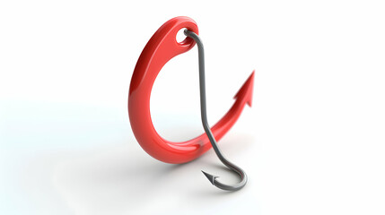 Cautionary 3D Flat Icon Phishing Hook Badge Concept for Protection Against Deceptive Online Traps in Isometric Scene