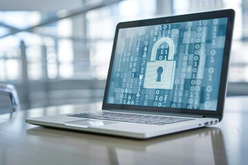 Fototapeta premium Cybersecurity measures for DAO protection integrate data protection strategies, utilizing firewall and dApp security protocols to safeguard blockchain transactions.