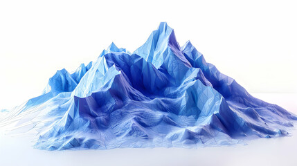 3D Flat Abstract Synthetic Mountain Mesh with Structured Data in Isometric Scene