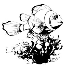 Obraz premium black and white fish
