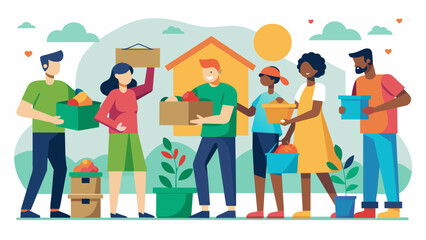 Fototapeta premium A sense of camaraderie and giving back as people participate in the community swap event knowing that their unwanted items can find new homes with. Vector illustration