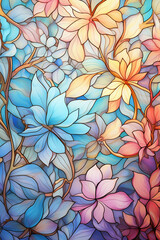 Image of flowers with a light stained glass pattern that is bright and easy on the eyes.