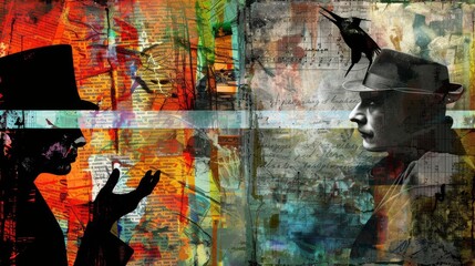 A copyright duel between two authors. An art collage.