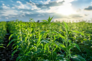 Obraz premium Sesame plants grow in fields