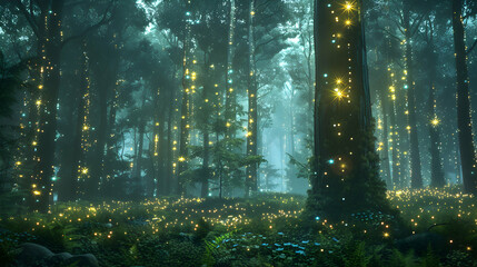 Cybernetic Forest Glade: A Photorealistic Representation of Networked Ecosystems in a Technological Environment