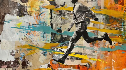 Fototapeta premium From task to task. Collage of art.