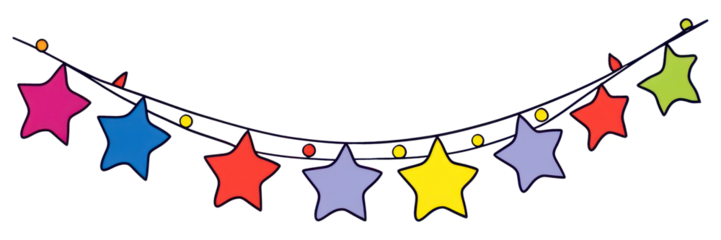 PNG Cute clown flag string decoration paper line.