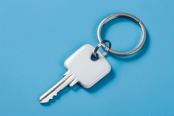 Square shaped blue key ring with white design ideal accessory or souvenir