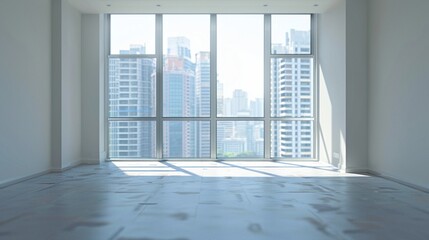 Modern Empty Apartment Room with Clear City View | Home Interior Concept