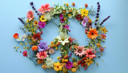 Obraz premium Summer flowers arranged in an isolated abstract collage symbolizing peace