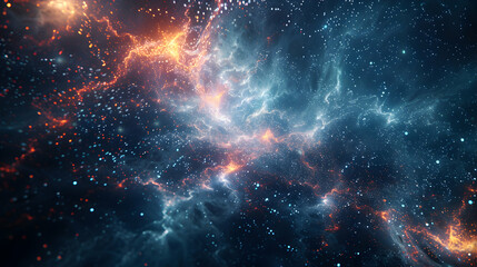 Photo realistic node nebula concept: A nebula of network nodes floating in a digital abstract cosmos
