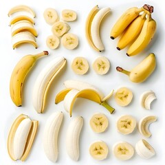 banana slices isolated on white background generative ai