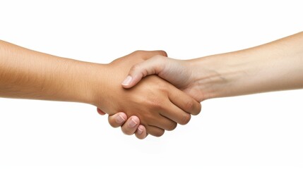 Isolated photograph of two individuals shaking hands