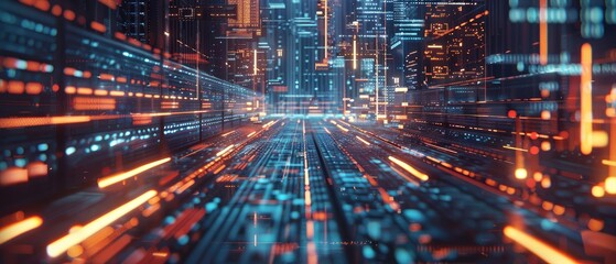 Conceptual image of futuristic technology in a corporate setting