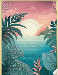 tropical background with palm trees