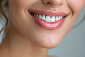 Obraz premium Happy woman with plump and fuller lips post-Botox treatment, radiating confidence and self-assurance.