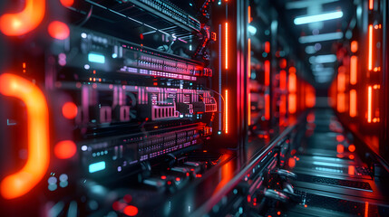 Fototapeta premium A 3D render of a computer data center AI