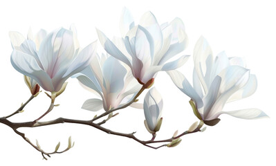 PNG White flowers magnolia blossom branch.