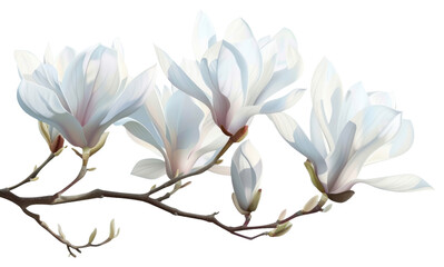 Obraz premium PNG White flowers magnolia blossom branch.