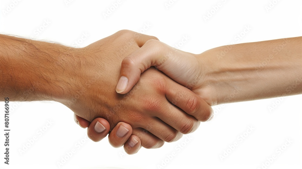 Wall mural an image of male and female hands united in handshake, possibly meaning help, guardianship, protecti