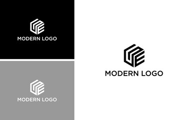 modern abstract initial GE logo with hexagon shape for business construction template