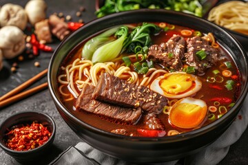 Fototapeta premium Taiwan renowned for its beef noodles considered the best street food