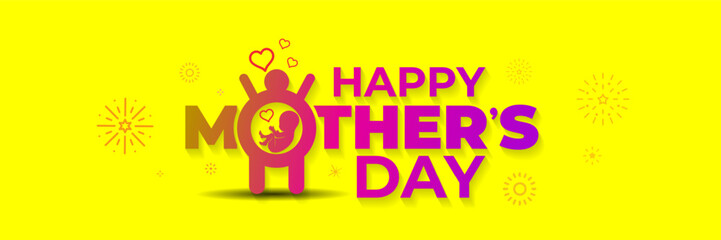 Greeting card for Mother's Day. Mother and baby vector illustration banner design.
