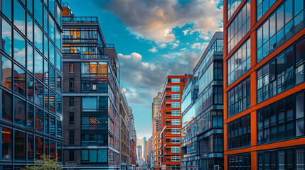 A blend of modern architecture and historic buildings creating a unique urban landscape