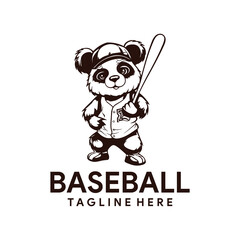 Panda baseball logo vector illustration