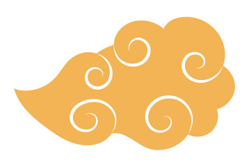 Fluffy rounded cloud silhouette hand drawn illustration. Dragon Boat Festival, Mid Autumn Festival, Lunar New Year traditional clip art, card, banner element. Asian style design, isolated vector.