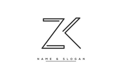 ZK, KZ, Z, K Abstract Letters Logo Monogram