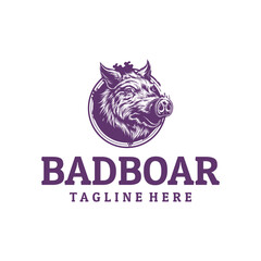 Smoking wild boar mascot logo vector illustration