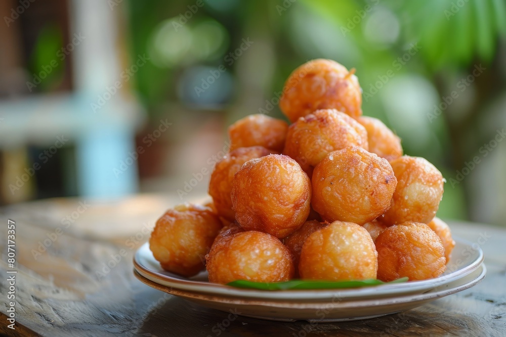 Sticker Timus Ubi Kuning or Sweet Potato Balls an Indonesian treat made from sweet potato sugar and flour fried until golden