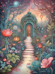 Fototapeta premium Garden of Love Relationship Illustration Art