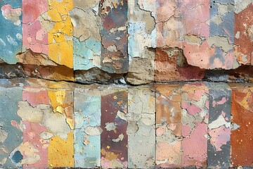 Old grunge brick wall with peeling paint,  Abstract background for design