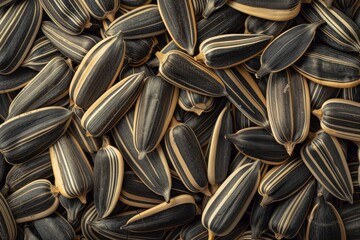 Top down view of isolated sunflower seeds