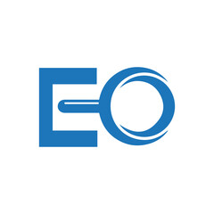 EO logo. E O design. White EO letter. EO, E O letter logo design. Initial letter EO linked circle uppercase monogram logo. E O letter logo vector design.