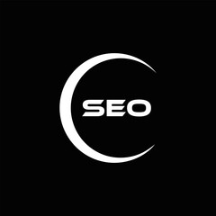 SEO logo. S E O design. White SEO letter. SEO, S E O letter logo design. Initial letter SEO linked circle uppercase monogram logo. S E O letter logo vector design.